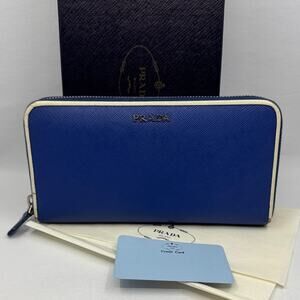 Prada Saffiano Leather Zip around long Wallet 26445